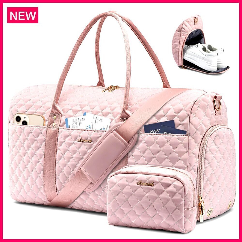 Water-Resistant Travel Duffel Bag with Shoe Compartment and Toiletry Bag